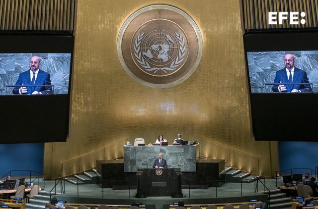  El presidente del Consejo Europeo, Charles Michel, usa su discurso ante la Asamblea General de la ONU para denunciar las…