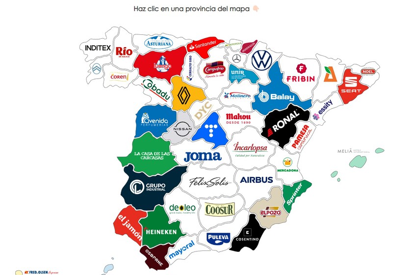  Este mapa interactivo muestra las mayores empresas de cada provincia de España
