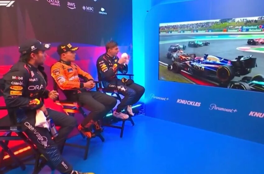  La carcajada de Verstappen al ver el accidente de Stroll con Ricciardo