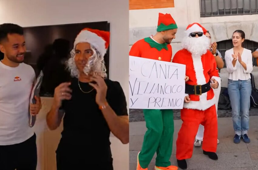  David Bisbal causa furor en Madrid al vestirse de Papá Noel para cantar villancicos junto a The Grefg… y un burro: «¡Eres un máquina!»